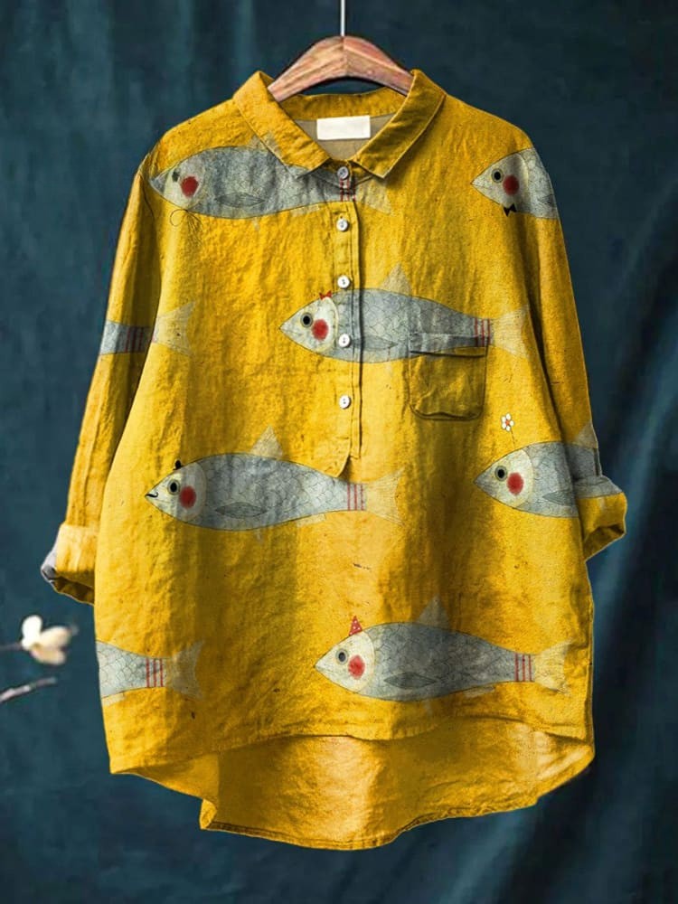 Luna | Playful Fish Print Shirt