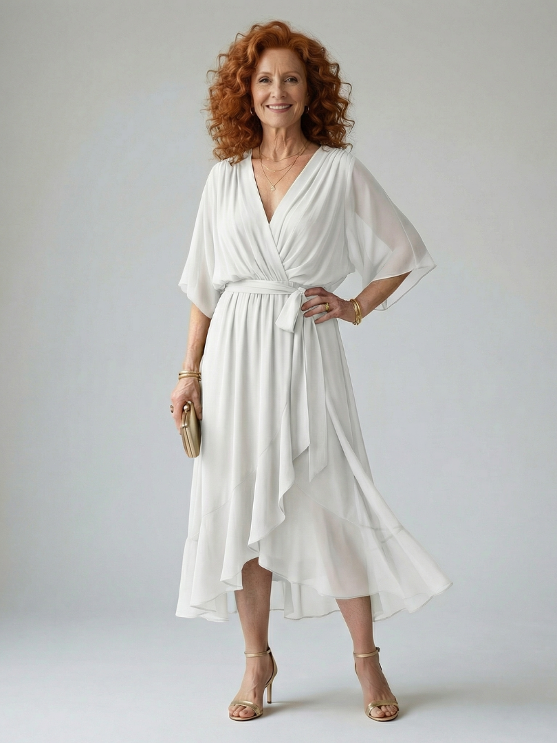 Océane | Light Drape Midi Dress