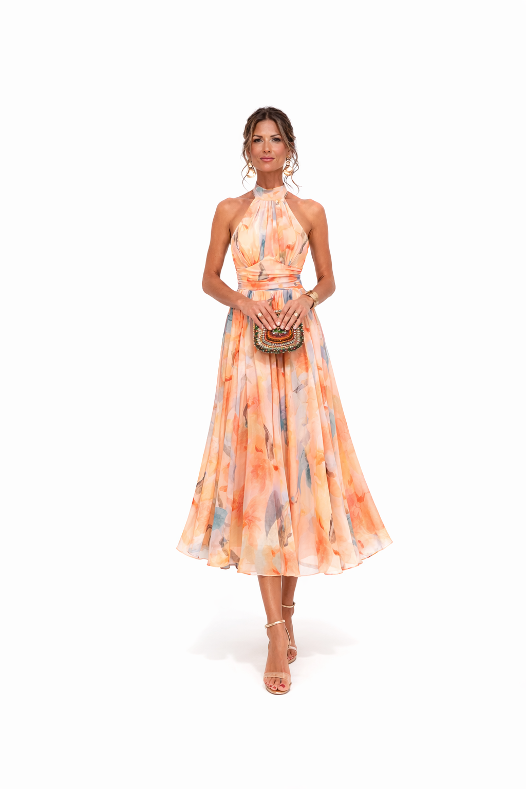 Nomasonto | Watercolor Halter Maxi Dress