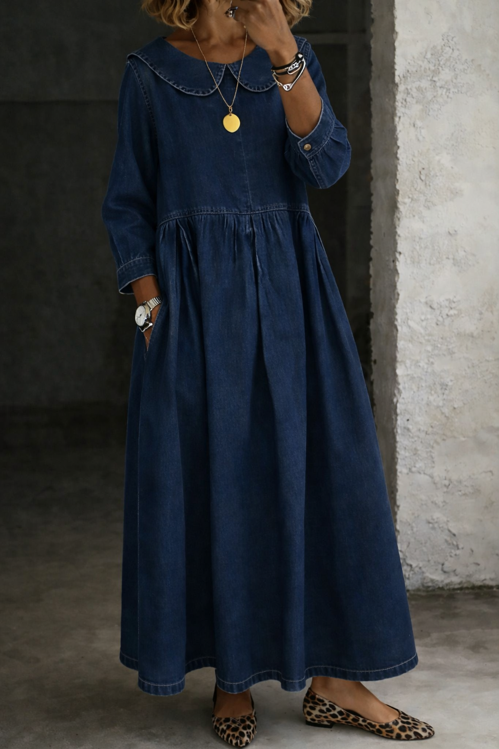 Francesca | Peter Pan Collar Denim Dress