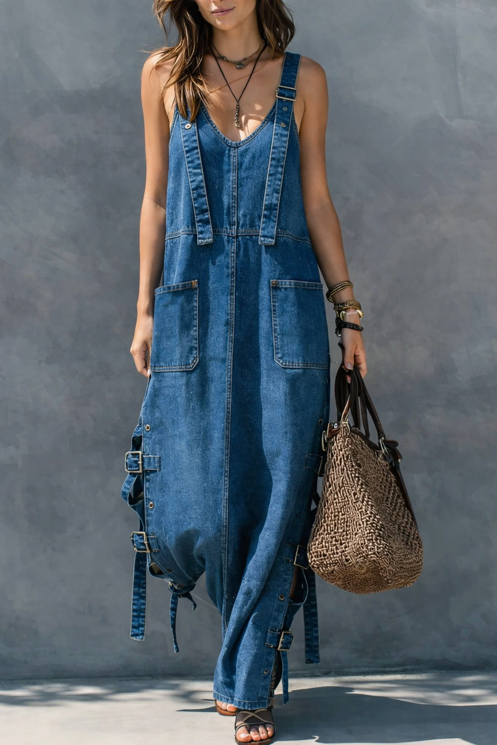 Stella | Elastic Waist Denim Jumpsuit