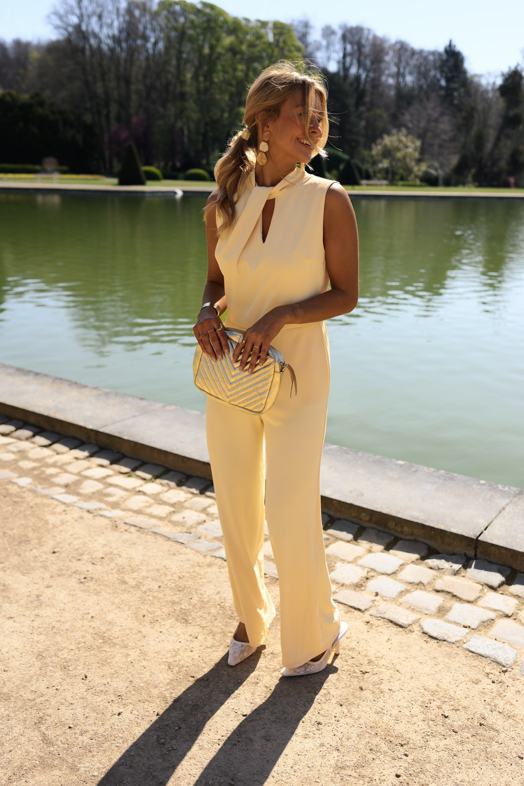 Tebatso | Yellow Open-Back Long Jumpsuit