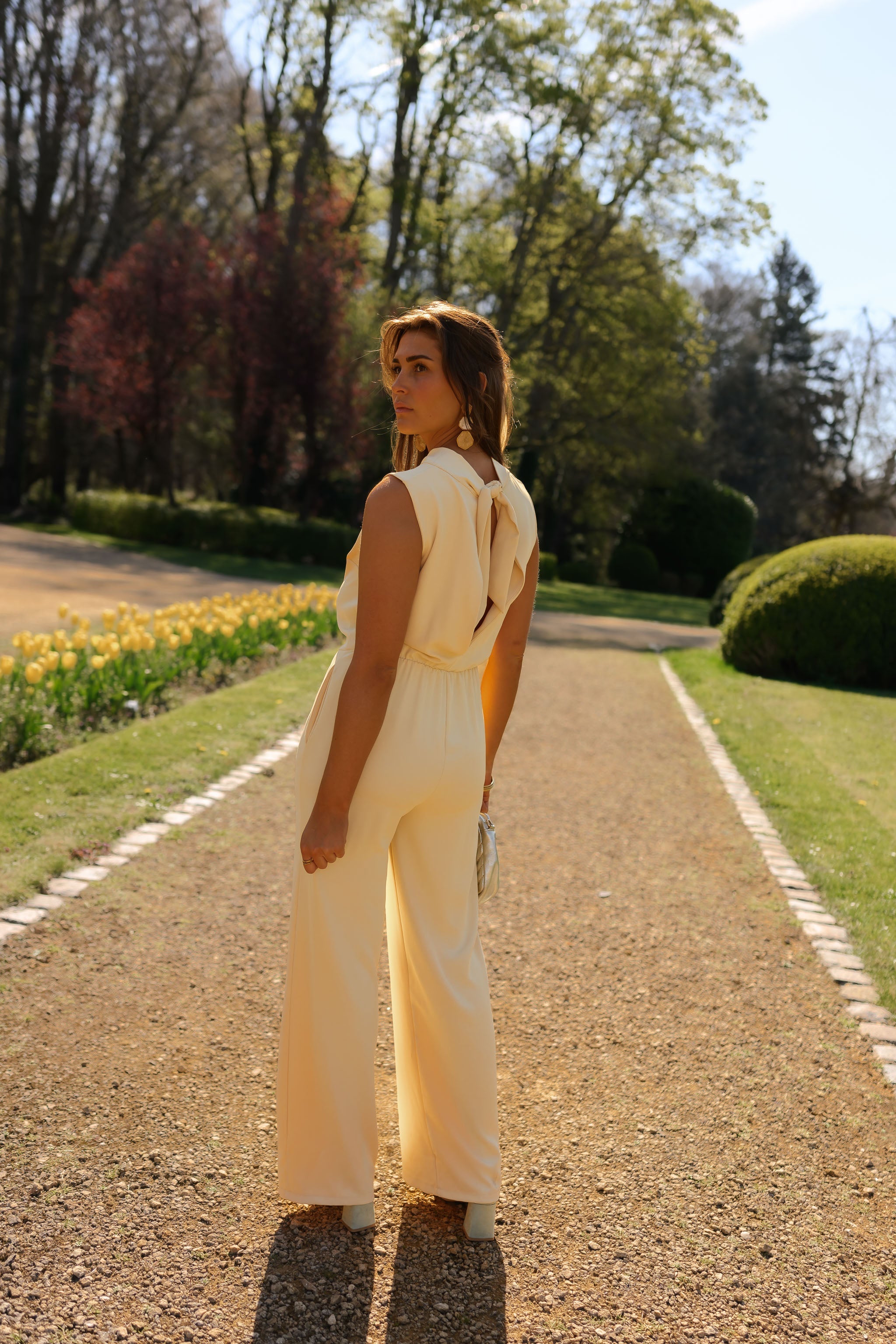 Tebatso | Yellow Open-Back Long Jumpsuit