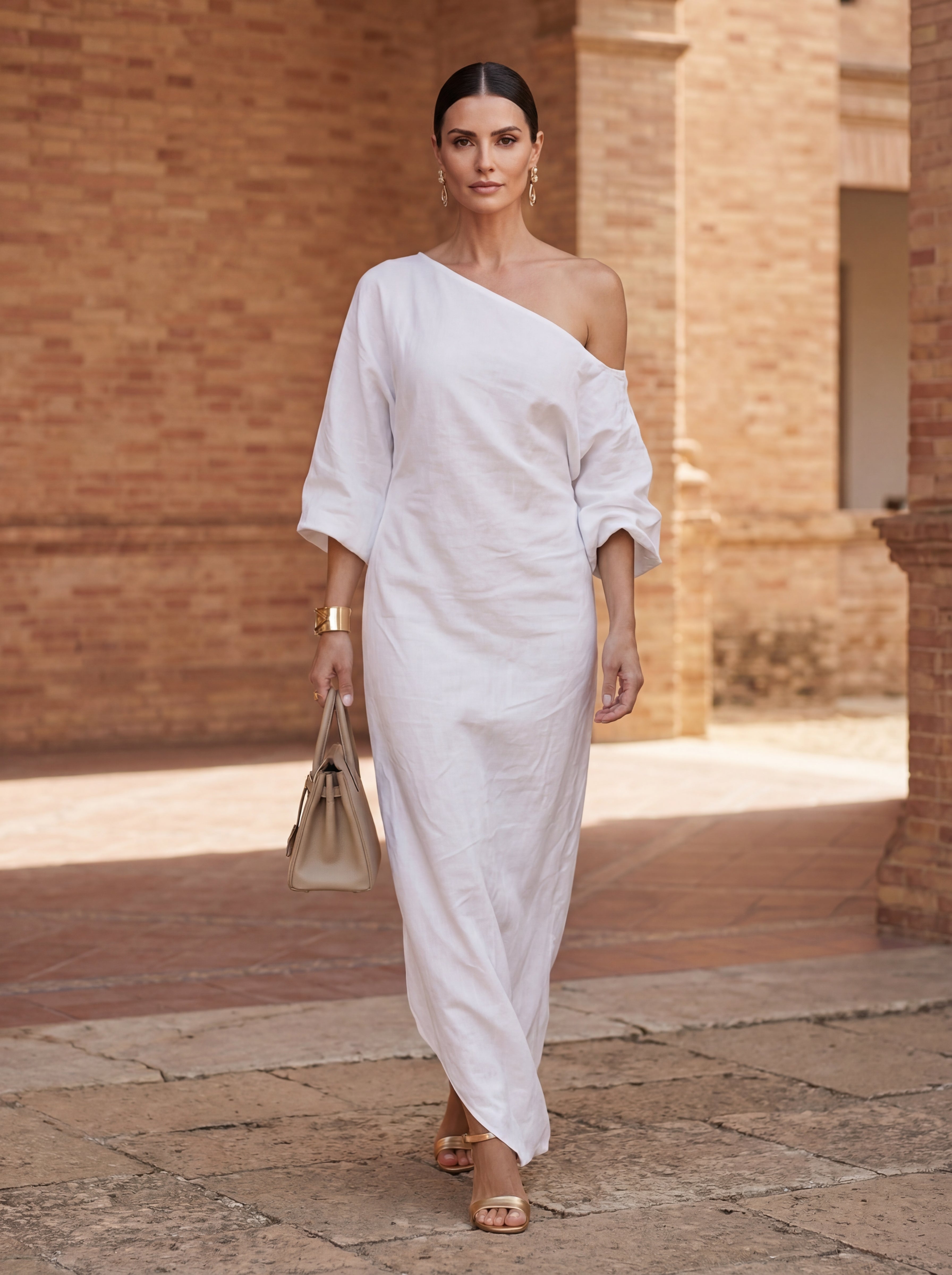 Bianca | One-Shoulder Textured Maxi Dress