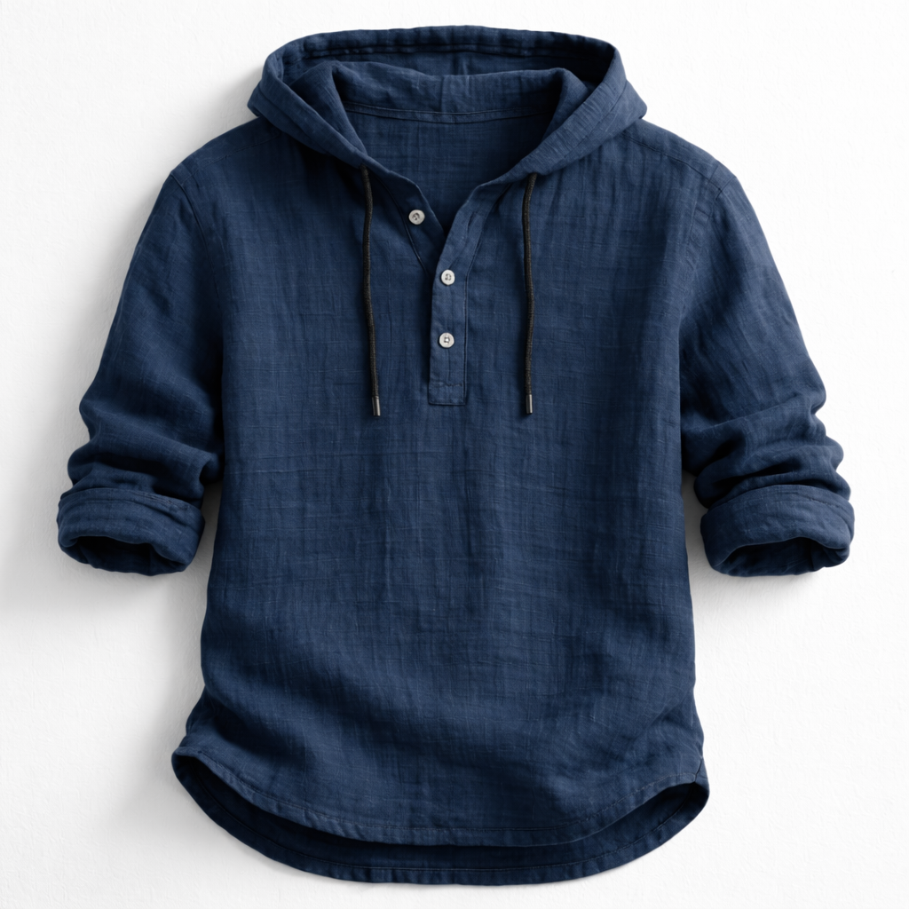 Sibakhulu | Hooded Linen Half-Button Shirt