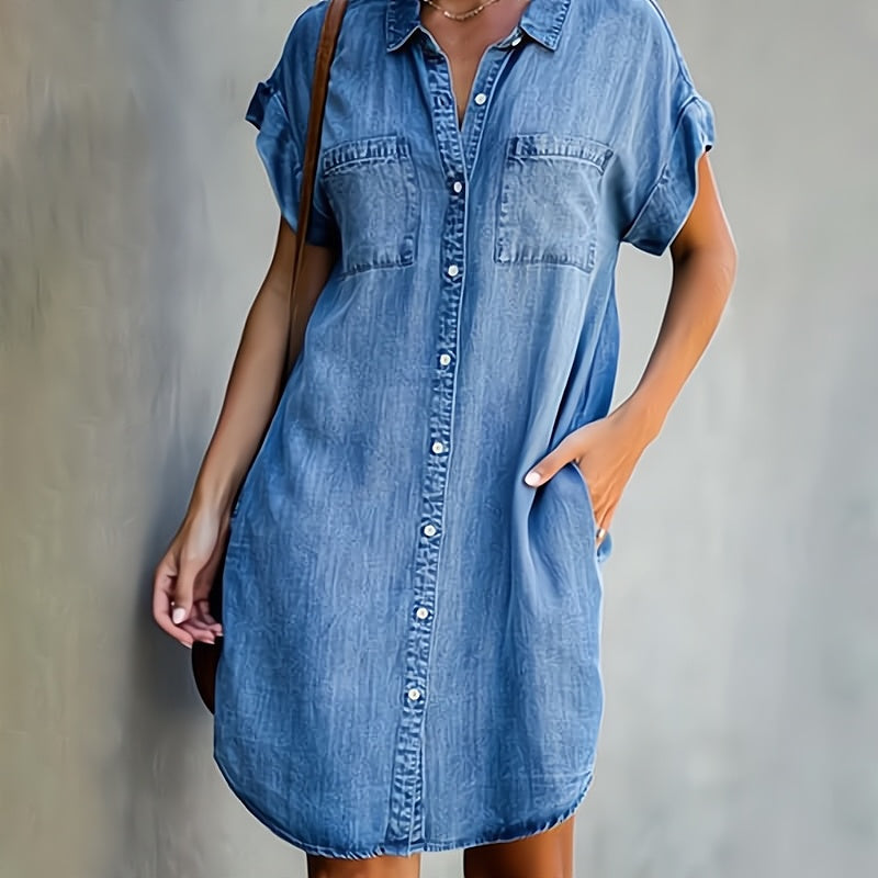 Aurelie | Button-Down Denim Shirt Dress