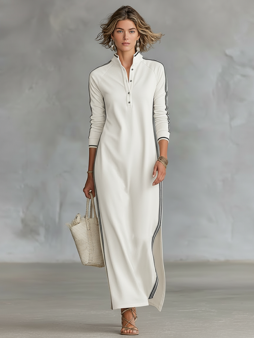 Xolile | Sweat Maxi Button-Collar Dress