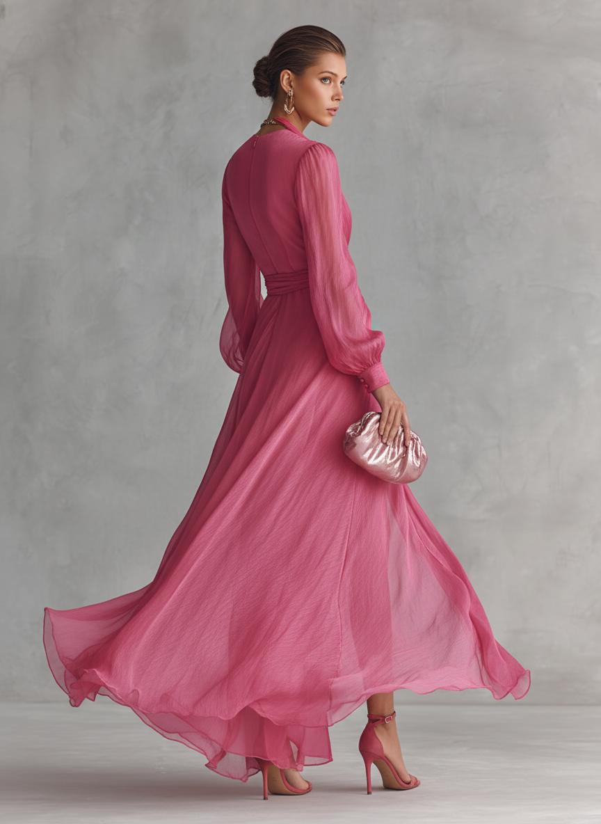 Nhlanhlayethu | Beaded Chiffon V-Neck Maxi Dress