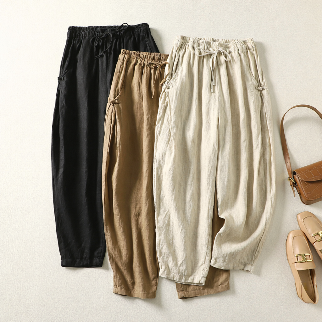 Khumo | Flowing Gossamer Linen Trousers