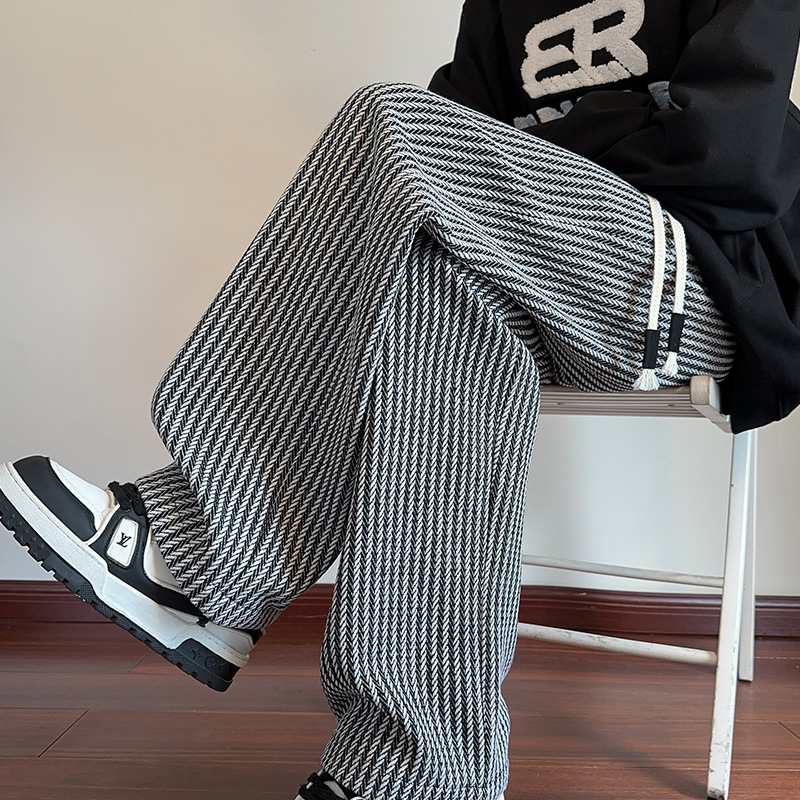 Renée | Herringbone Wide-Leg Sweatpants