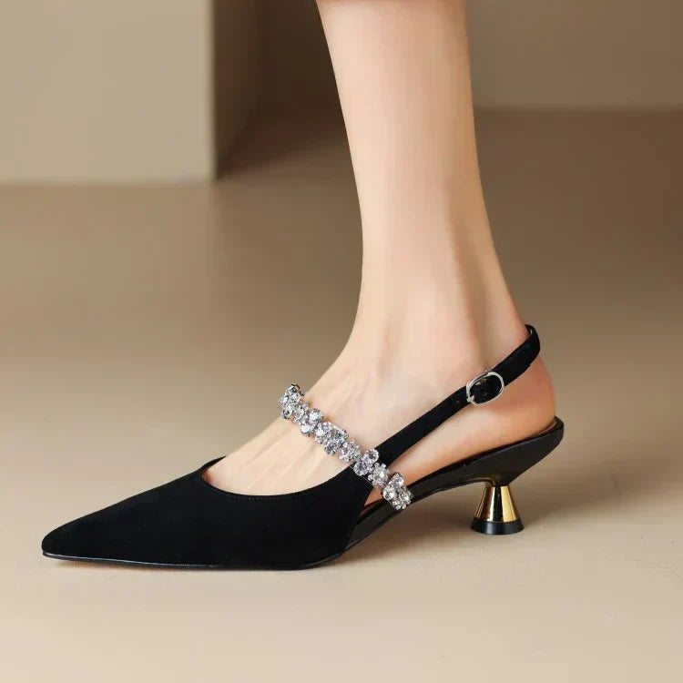 Gabrielle | Crystal Strap Slingback Pumps