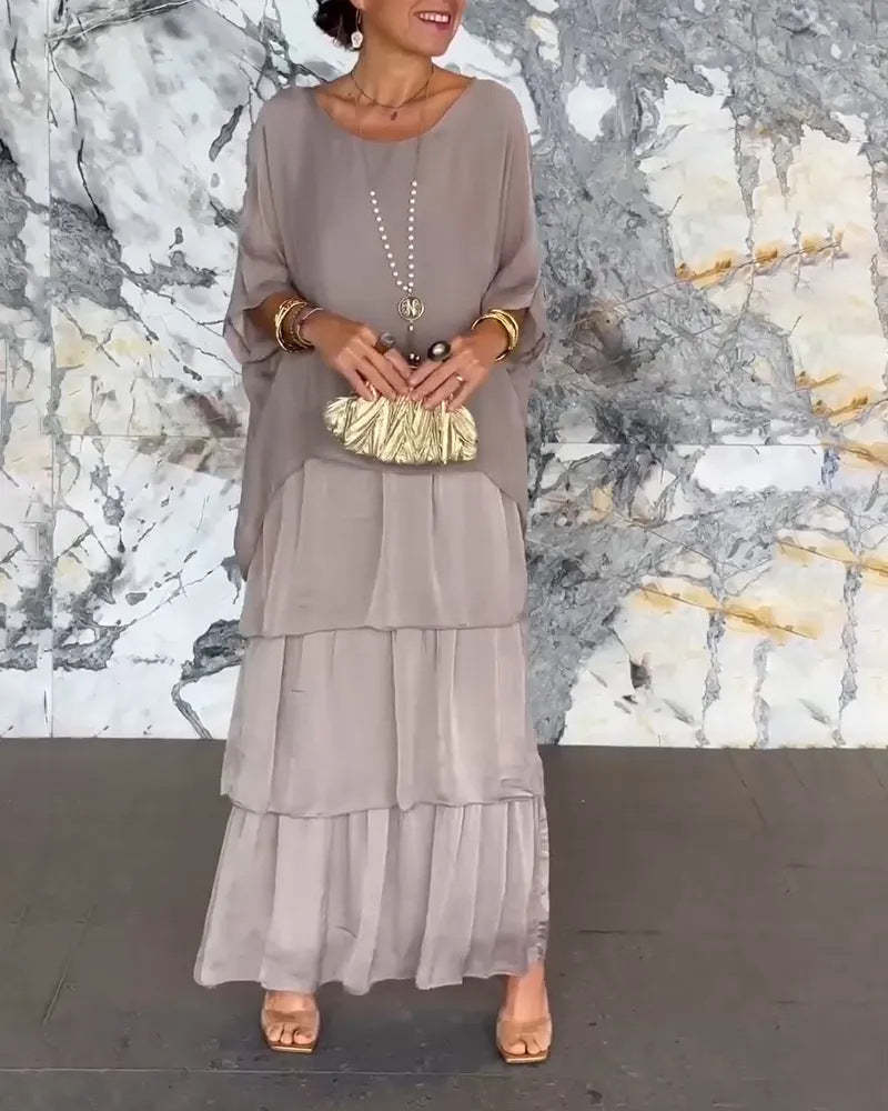 Nobahle | Floral Tiered Maxi Batwing Dress