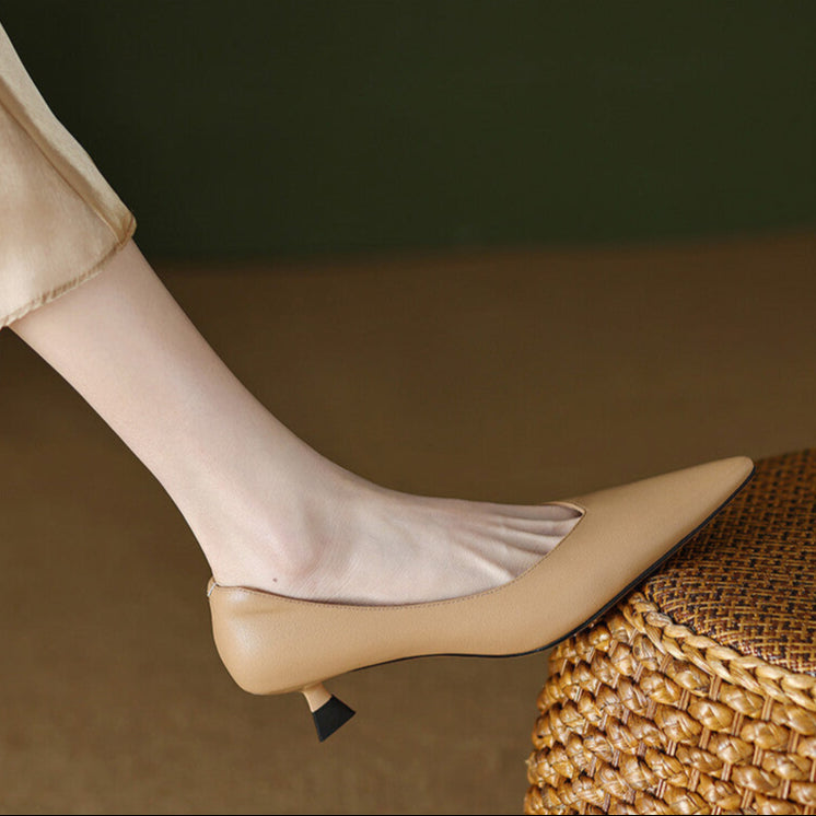 Delphine | Pointed Toe Low-Heel Pumps