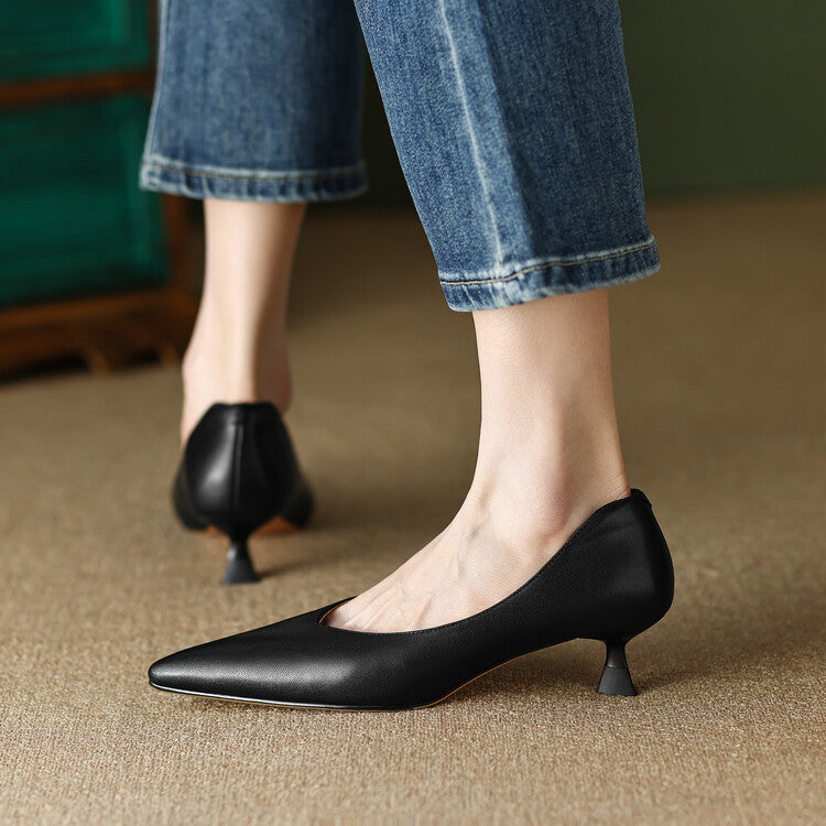 Delphine | Pointed Toe Low-Heel Pumps