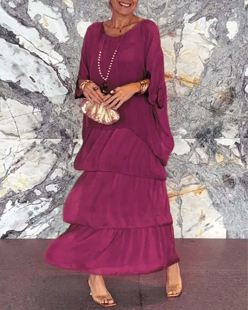 Nobahle | Floral Tiered Maxi Batwing Dress