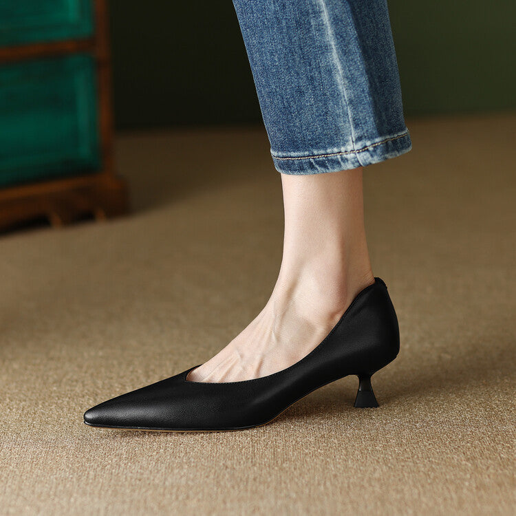 Sylvie | Pointed Toe Low Heel Pumps
