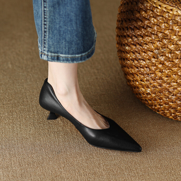Delphine | Pointed Toe Low-Heel Pumps