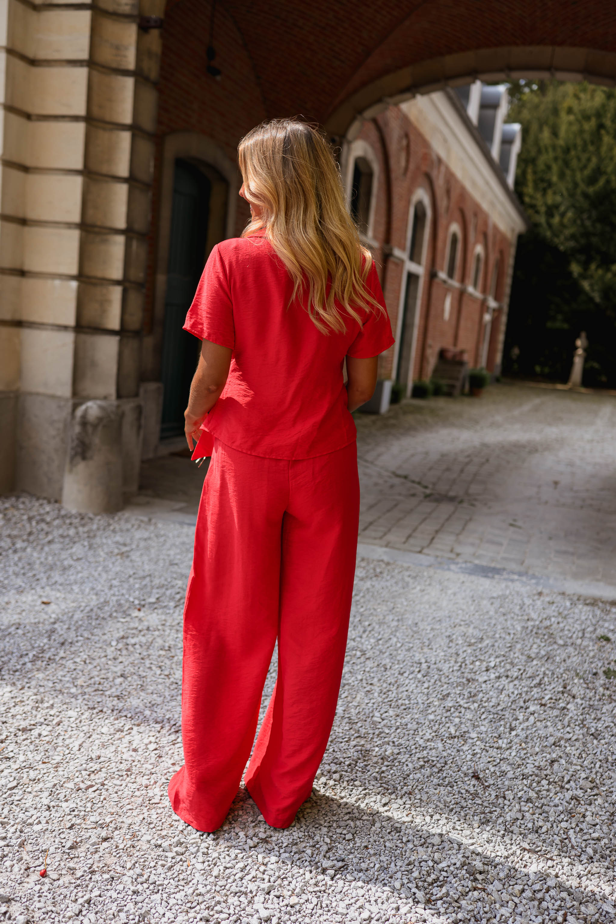 Nomathamsanqa | Fluid Red Wide-Leg Trousers