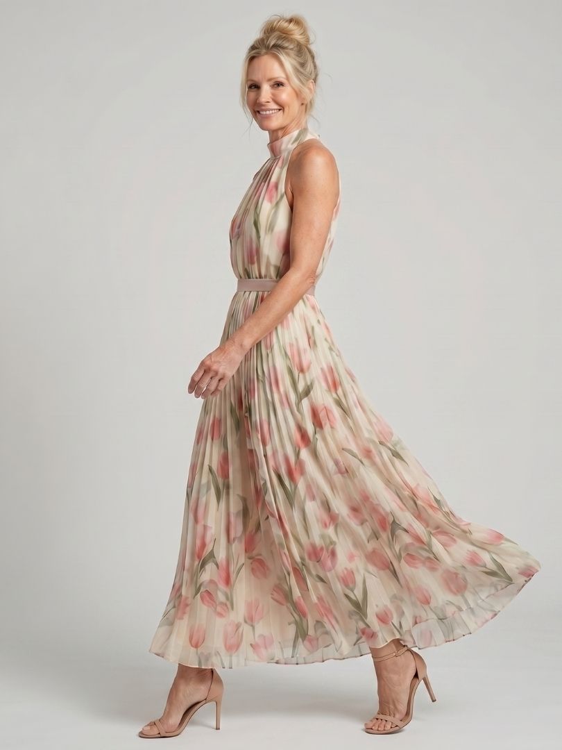 Valentina | Halter Neck Floral Midi Dress