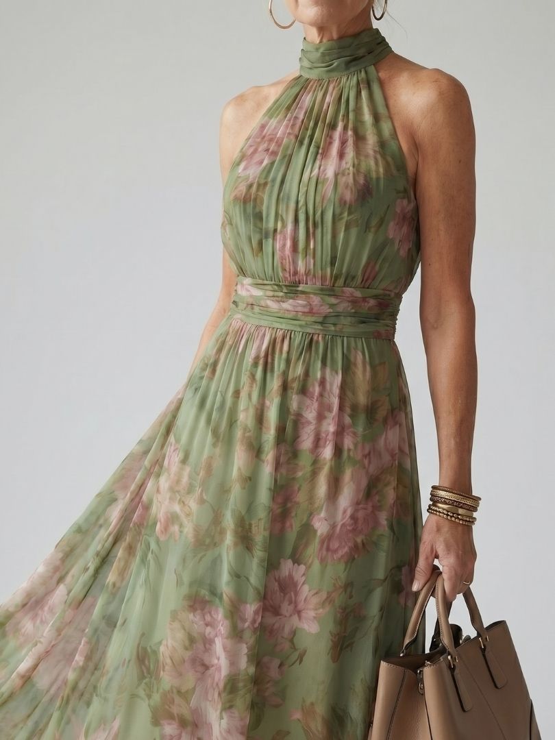 Léa | Gathered Halter Midi Dress