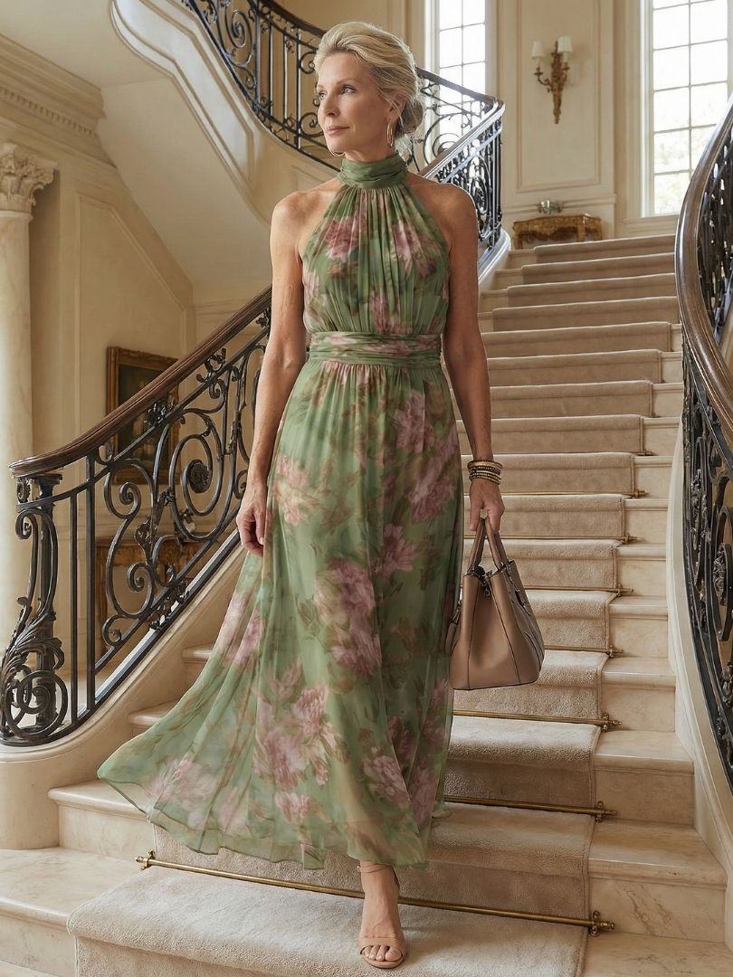 Léa | Gathered Halter Midi Dress