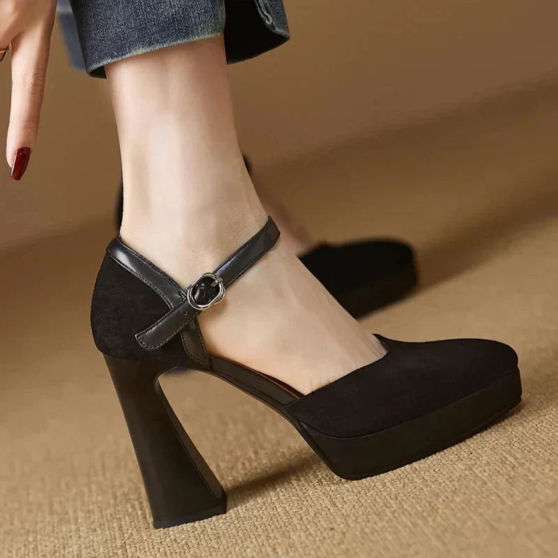 Inès | Block Heel Pumps with Ankle Strap
