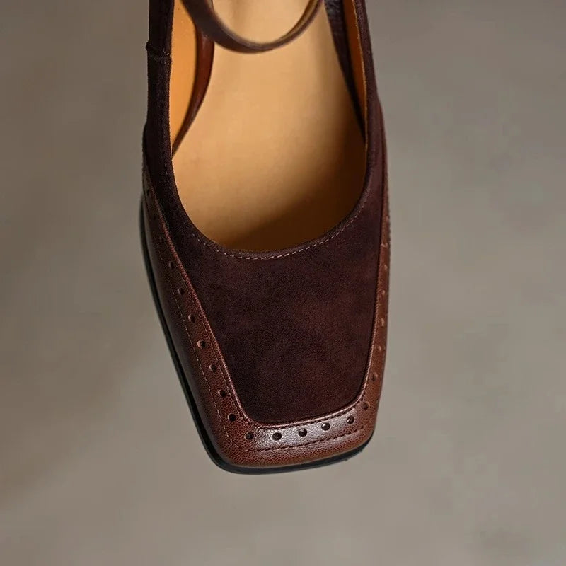 Rosalie | Brogue Block Heel Pumps