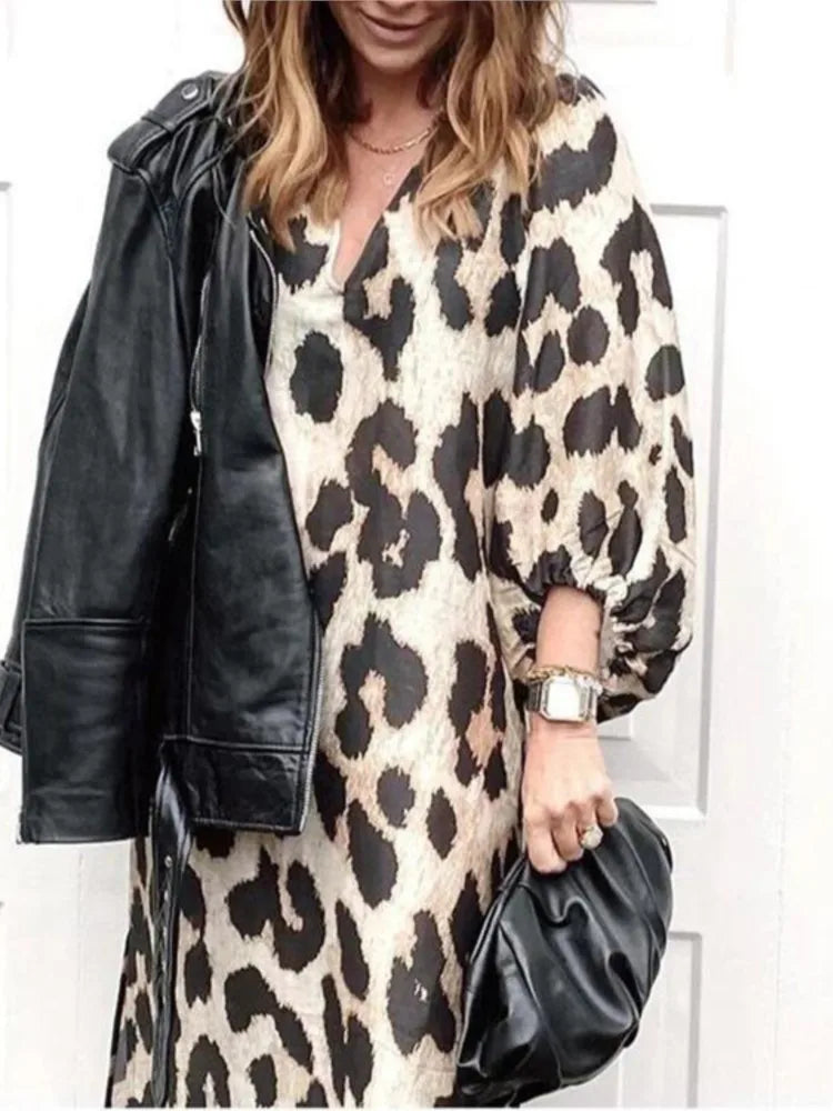 Ayla | Leopard Print Midi Dress