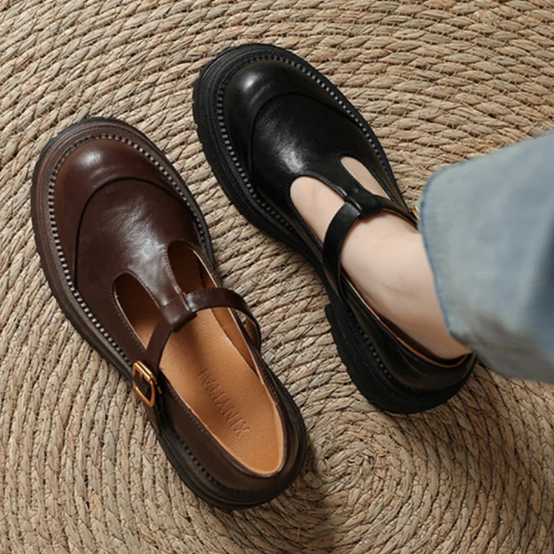 Léa | Handcrafted T-Bar Flats