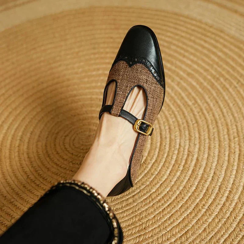 Anaïs | Classic T-Strap Leather Shoes