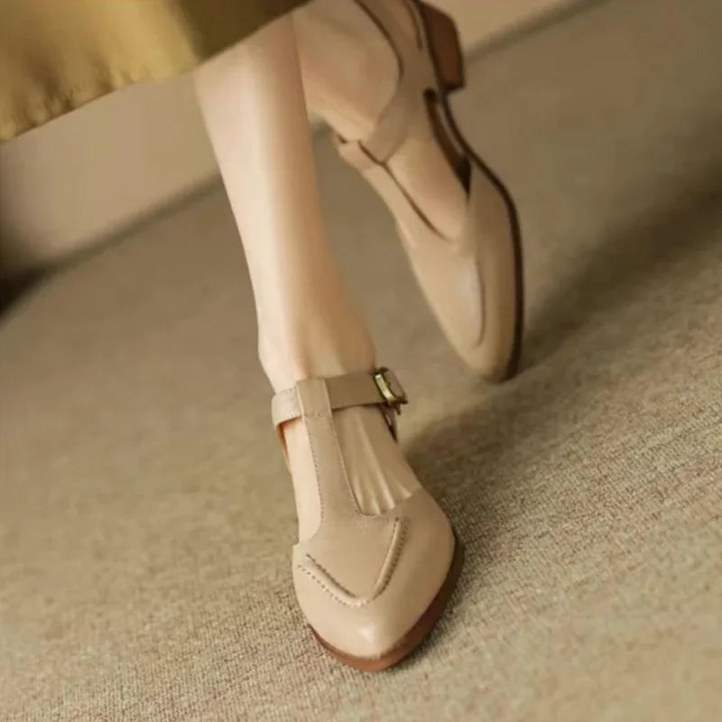 Clara | Wide Strap Buckle Flats