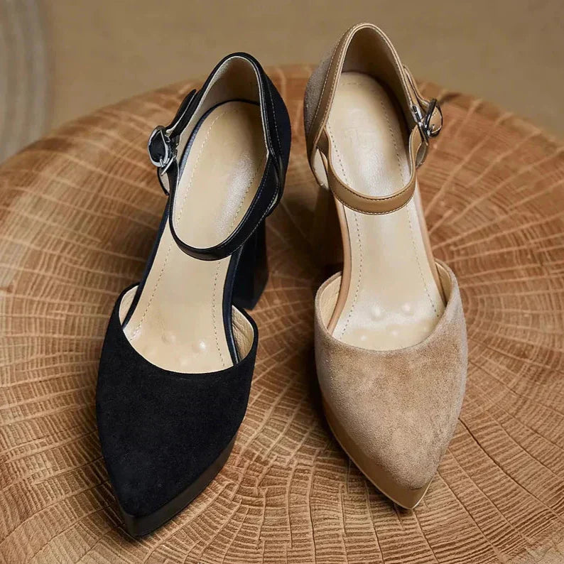 Inès | Block Heel Pumps with Ankle Strap