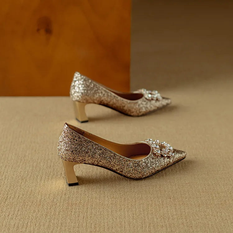 Lydie | Glitter Block Heel Pumps