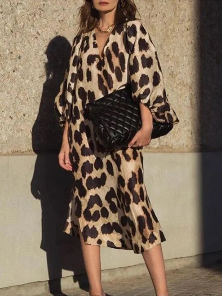 Ayla | Leopard Print Midi Dress