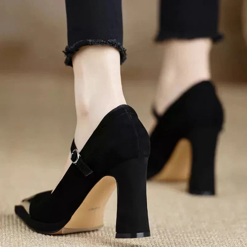 Alix | Metallic-Toe Block Heel Pumps