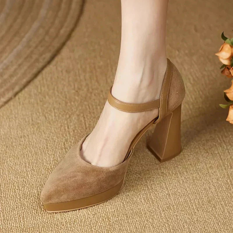 Inès | Block Heel Pumps with Ankle Strap