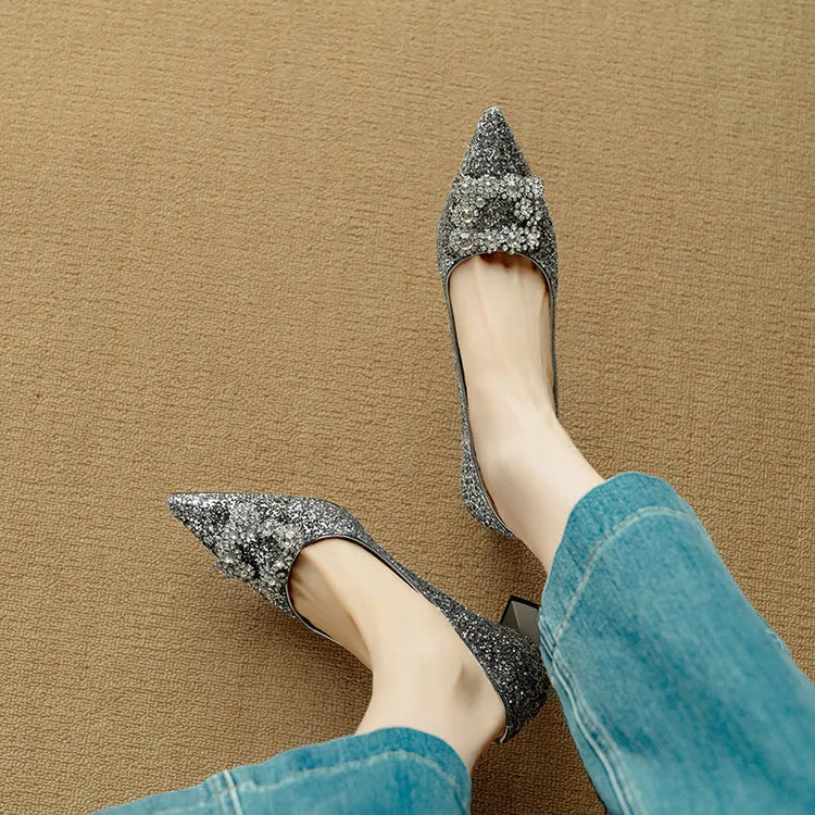 Lydie | Glitter Block Heel Pumps