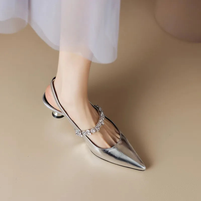 Gabrielle | Crystal Strap Slingback Pumps