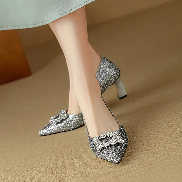 Lydie | Glitter Block Heel Pumps