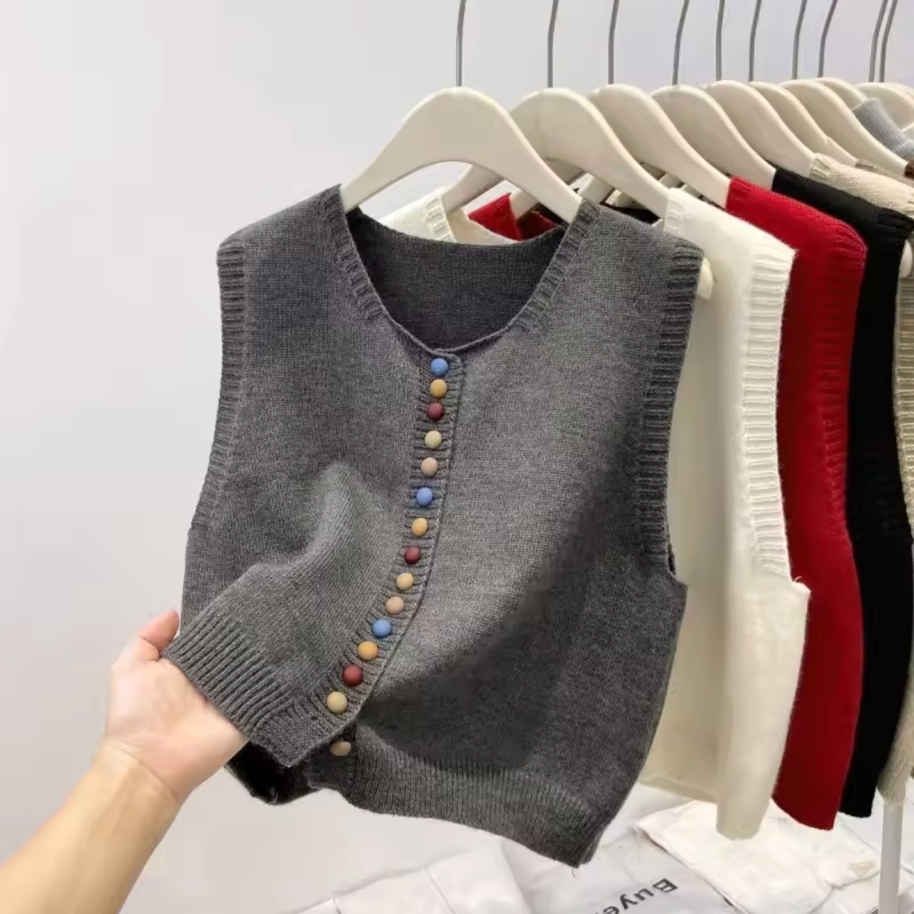 Estelle | Color-Button Knit Vest