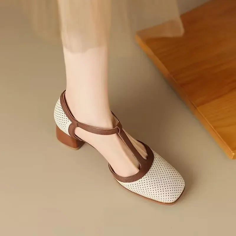 Élodie | Vintage Square-Toe Mid Heels