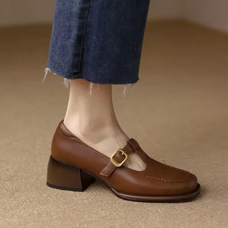 Odette | T-Strap Block Heel Shoes