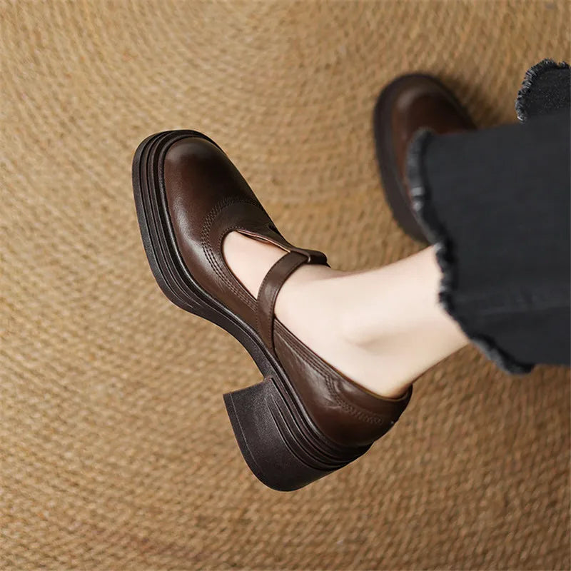 Isabelle | T-Strap Block Heel Pumps