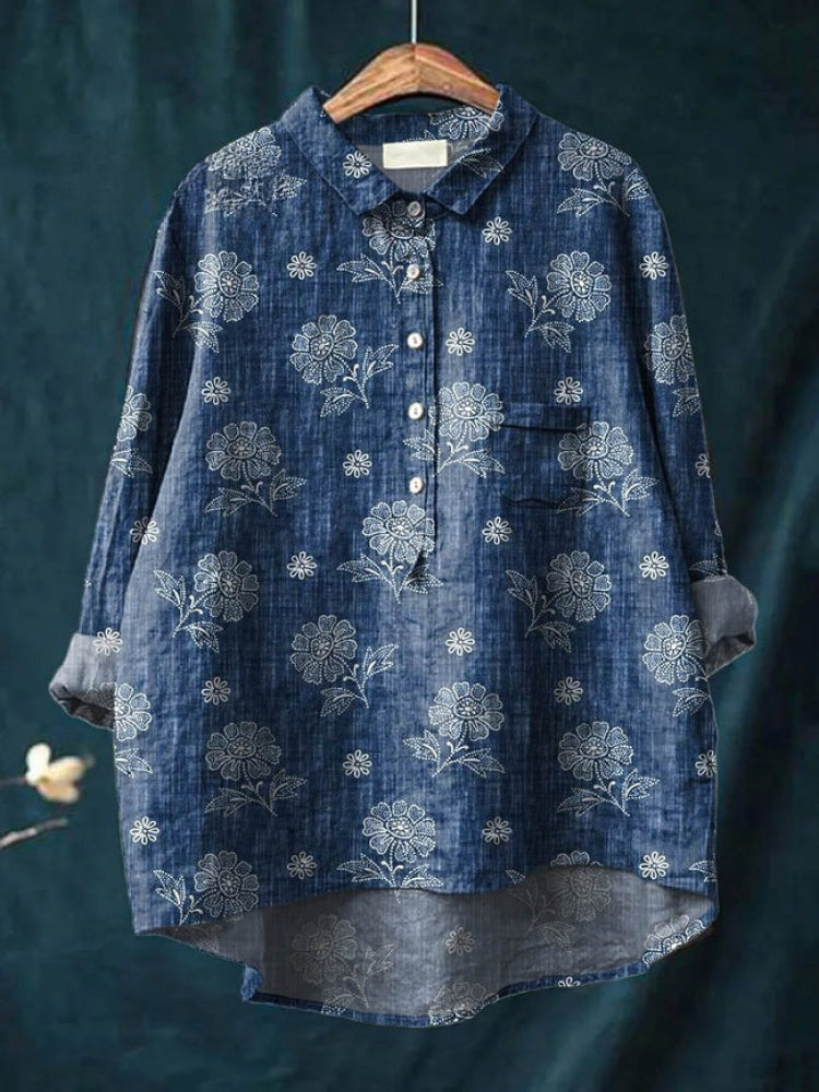 Gabrielle | Floral Embroidered Linen Shirt