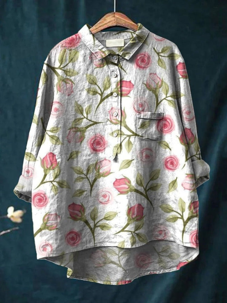 Gabrielle | Floral Embroidered Linen Shirt