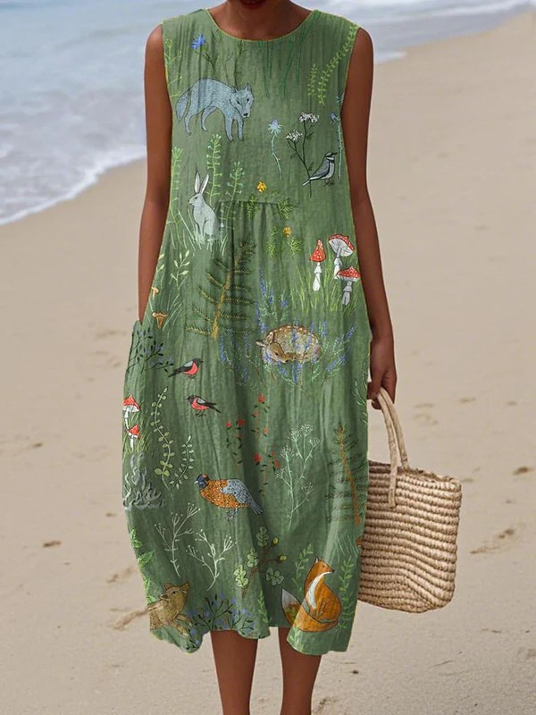 Rosalie | Woodland Print Midi Dress