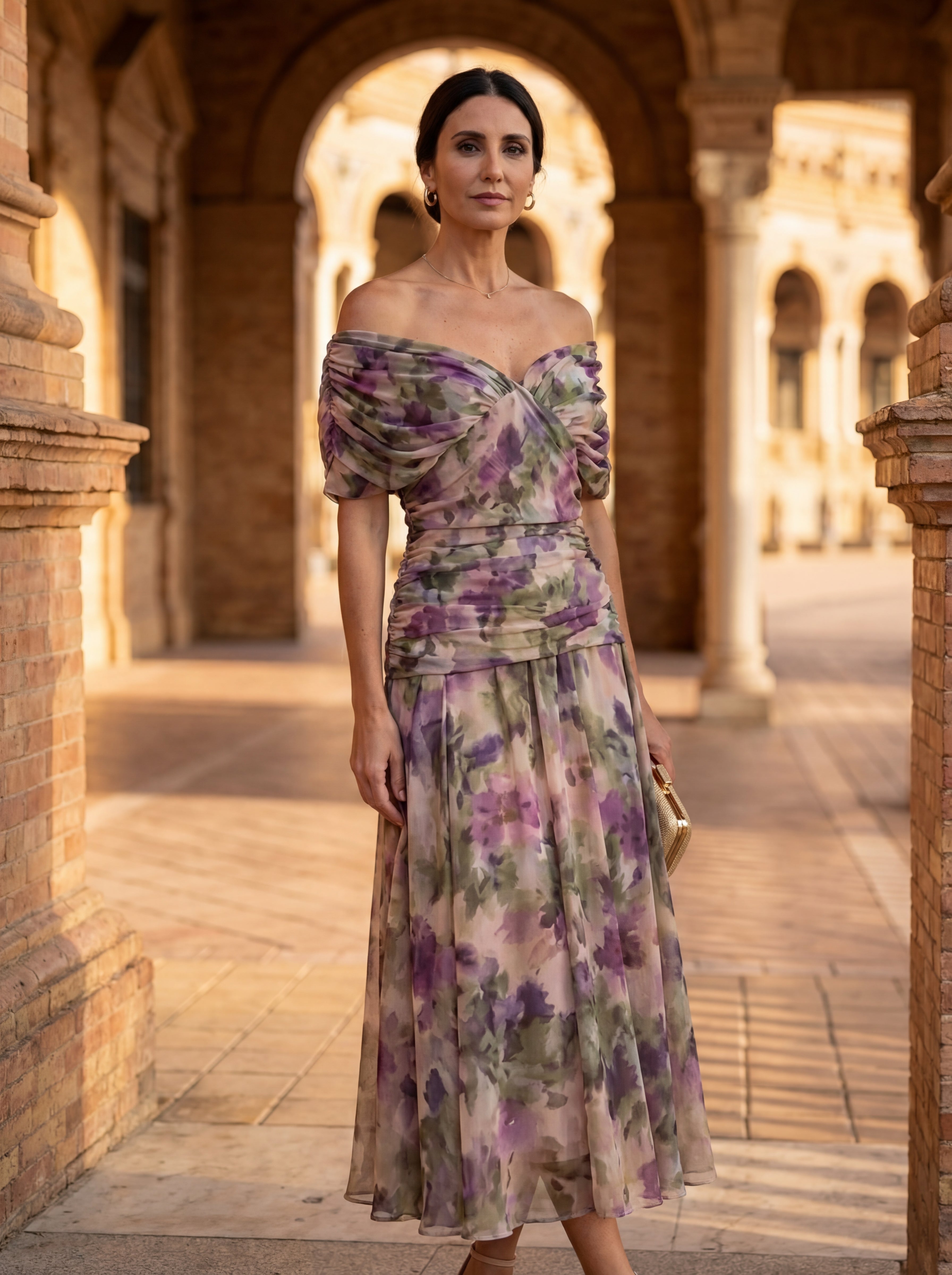 Margot | Pleated Waist V-Neck Maxi Dress
