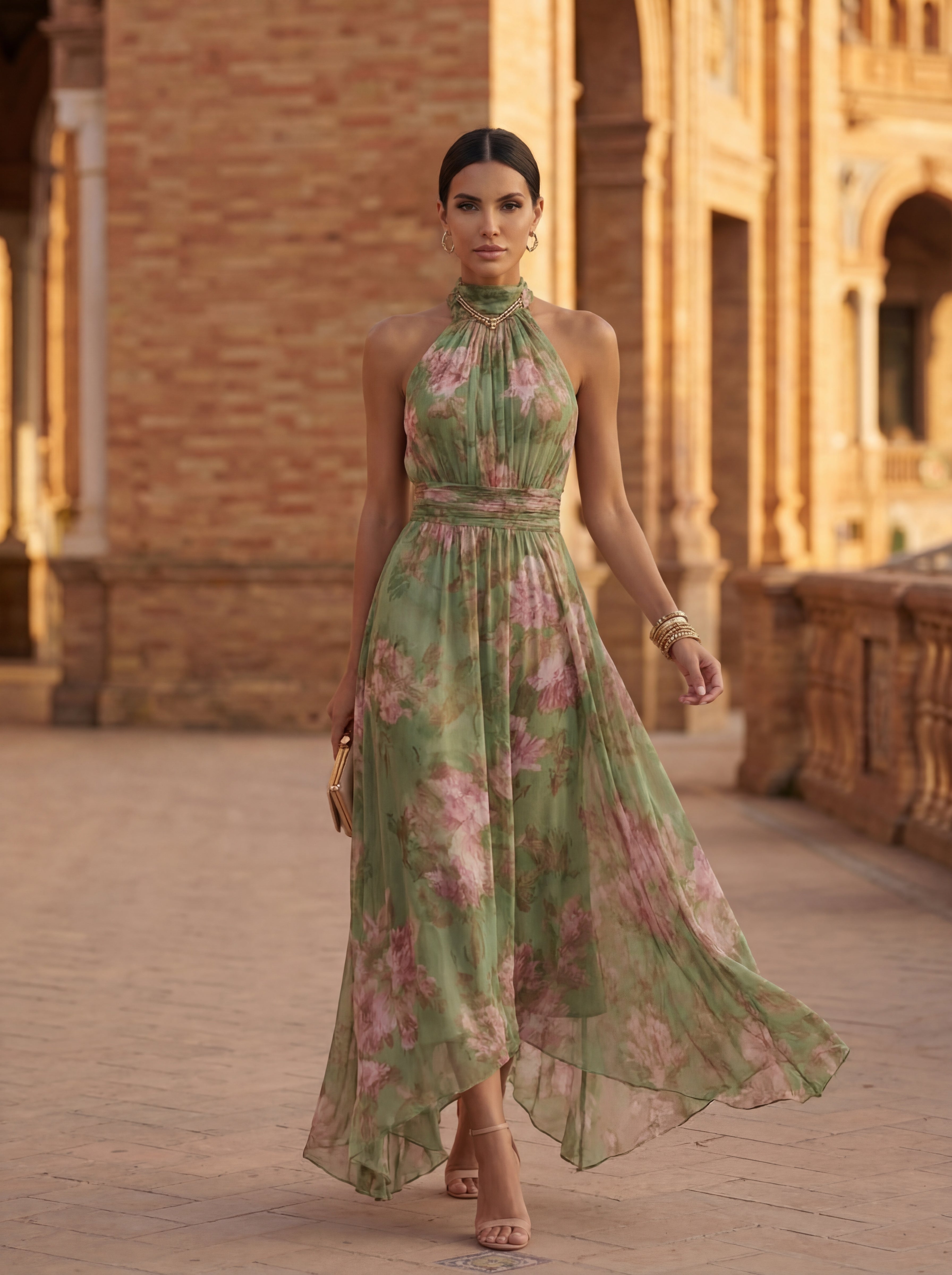 Emilia | Halter Neck Floral Dress