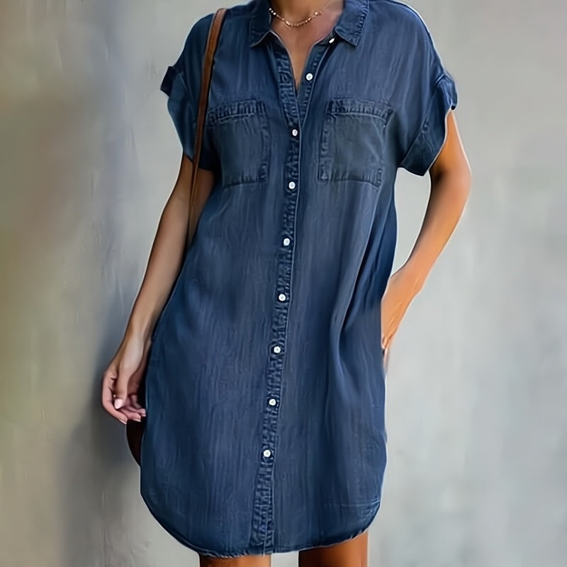 Aurelie | Button-Down Denim Shirt Dress