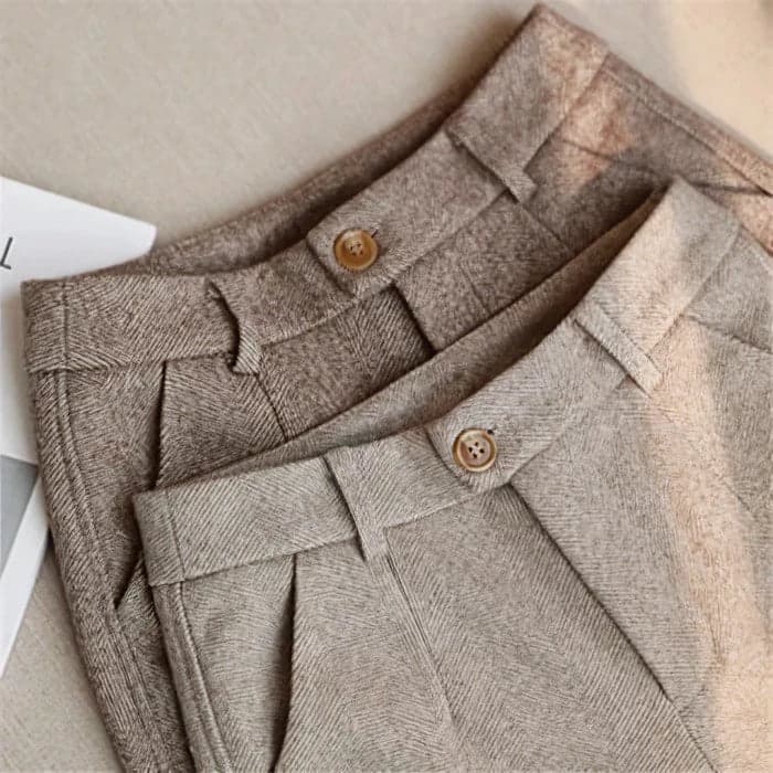 Claudia | Pleated Herringbone Pants